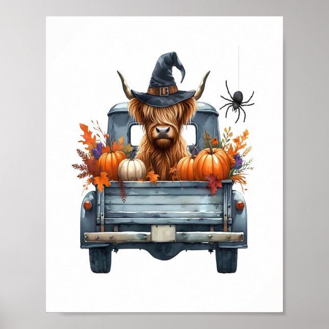 Highland Cow Halloween Fall Poster (Front)