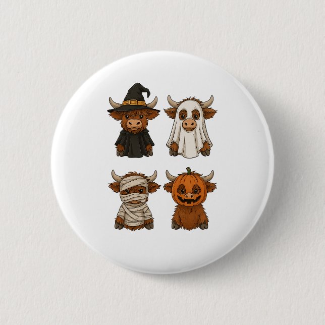 Highland Cow Halloween Funny Fall Spooky 6 Cm Round Badge (Front)