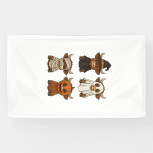 Highland Cow Halloween Funny Fall Spooky Banner
