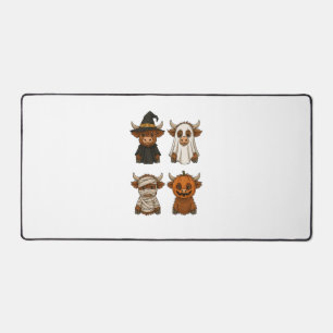 Highland Cow Halloween Funny Fall Spooky Desk Mat