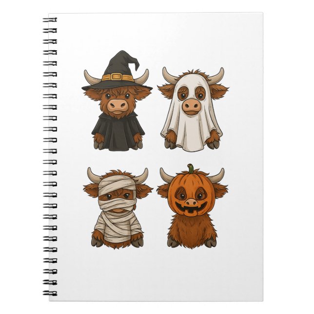 Highland Cow Halloween Funny Fall Spooky Notebook (Front)