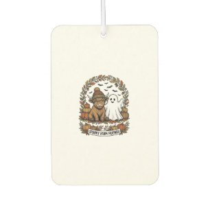 Highland Cow Halloween Ghost Pumpkin Vintage Art Car Air Freshener