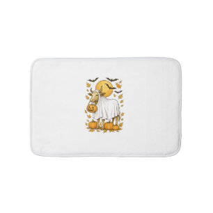 Highland Cow Halloween in Ghost Costume Bath Mat