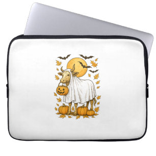 Highland Cow Halloween in Ghost Costume Laptop Sleeve