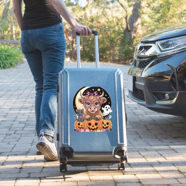 Highland Cow Halloween Spooky Season (Suitcase Insitu)