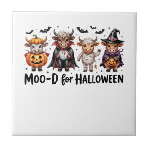 Highland Cow Halloween Spooky Season (2) Ceramic Tile