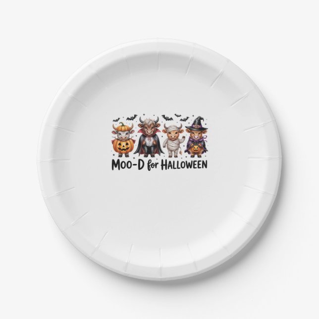 Highland Cow Halloween Spooky Season (2) Paper Plate (Front)