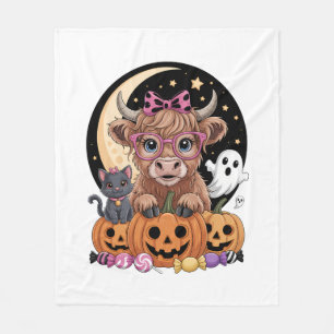 Highland Cow Halloween Spooky Season Fleece Blanket