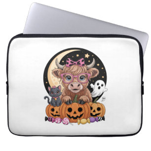 Highland Cow Halloween Spooky Season Laptop Sleeve