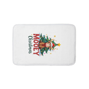 Highland Cow Heifer Santa Hat Mooey Christmas Tree Bath Mat
