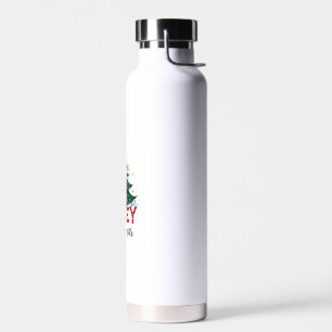 Highland Cow Heifer Santa Hat Mooey Christmas Tree Water Bottle