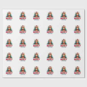 Highland Cow Heifer Santa Hat Mooey Christmas Tree Wrapping Paper