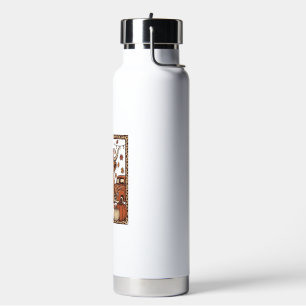 Highland Cow Hello Fall Vintage Engraving Design Water Bottle