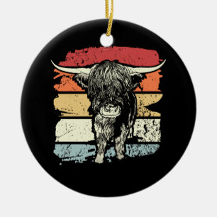 Highland Cow Highland Cows Retro Ceramic Ornament