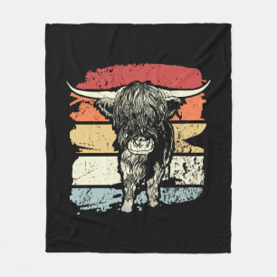 Highland Cow Highland Cows Retro Fleece Blanket