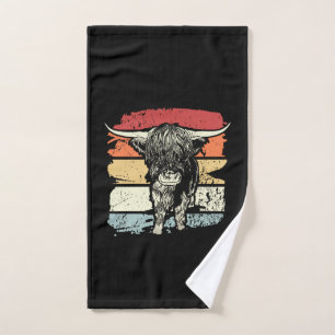 Highland Cow Highland Cows Retro  Hand Towel
