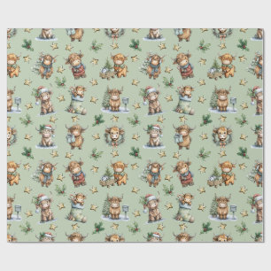 Highland Cow Holiday Parade Wrapping Paper