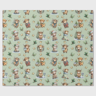 Highland Cow Holiday Parade Wrapping Paper