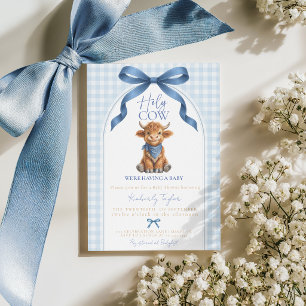 Highland Cow Holy Cow Baby Shower Boy Invitation