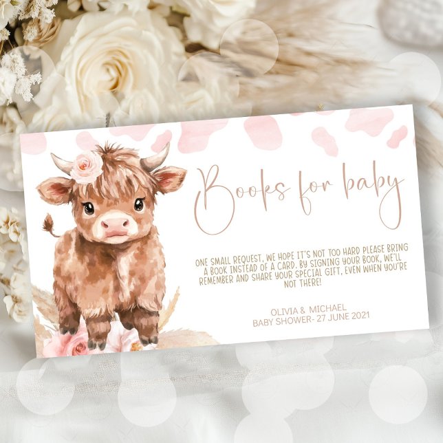 Highland Cow Holy Cow baby shower  Enclosure Card (Highland Cow Holy Cow baby shower girl )