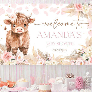 Highland Cow Holy Cow baby shower girl Banner