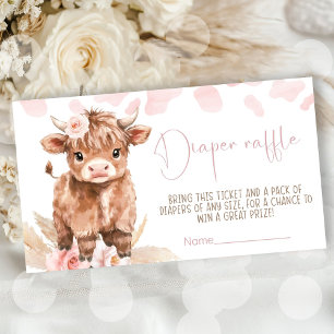 Highland Cow Holy Cow baby shower girl Enclosure Card