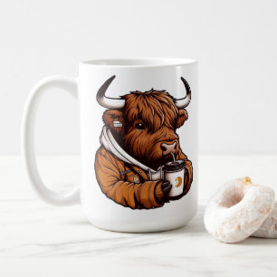  Highland Cow in Jacket Enjoying a Cosy Coffee  Mug