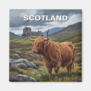 Highland Cow in Scotland Travel Magnet
