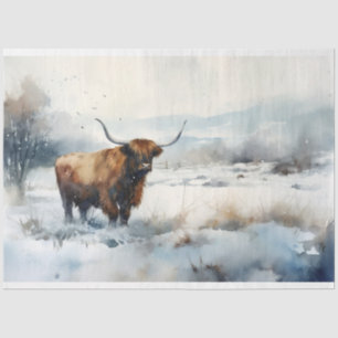 Highland Cow in Snow 2 Decoupage Paper