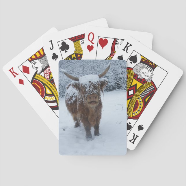 Highland Cow In The Snow Playing Cards (Back)