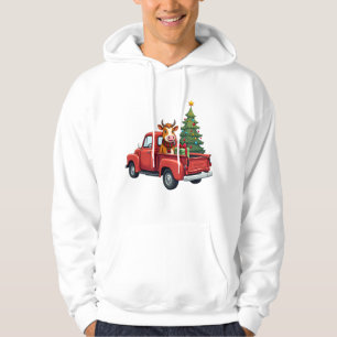 Highland Cow in Truck Farm Farmer Christmas Cow Ca Hoodie