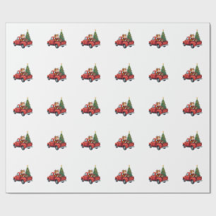 Highland Cow in Truck Farm Farmer Christmas Cow Ca Wrapping Paper