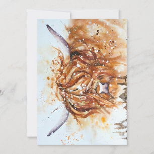 Highland Cow In Watercolors Holiday Card