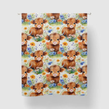 Highland Cow in Wild Flowers