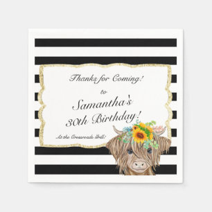 Highland Cow Invitation, Cow Birthday  Napkin