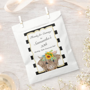 Highland Cow Invitation, Cow Birthday Party  Favour Bag