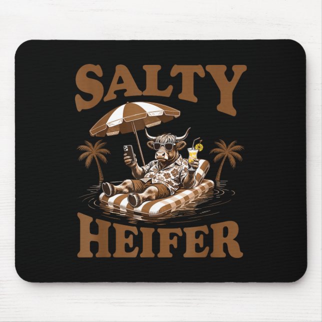 Highland Cow Lovers Salty Heifer Trocal For Women  Mouse Pad (Front)