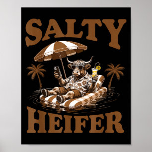 Highland Cow Lovers Salty Heifer Trocal For Women  Poster