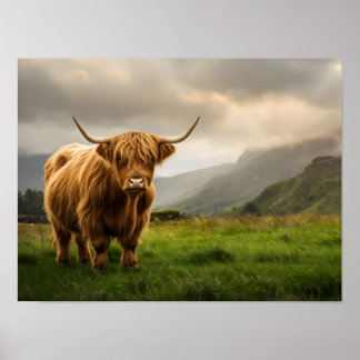 Highland Cow Loves You Poster