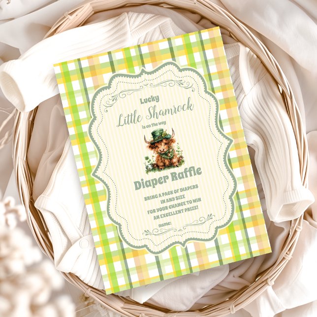 Highland Cow Lucky Little Shamrock Diapper Raffl Enclosure Card (Creator Uploaded)