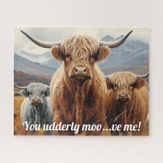 Highland Cow Majestic Trio 16 x 20 Jigsaw Puzzle (Horizontal)