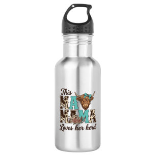 Highland Cow Mama Loves Her Herd Shirt Design 532 Ml Water Bottle
