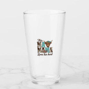 Highland Cow Mama Loves Her Herd Shirt Design Glass
