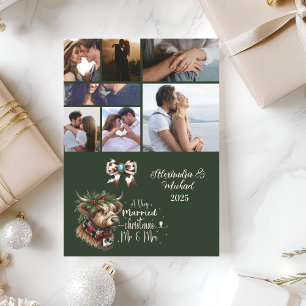 Highland Cow Merry Christmas Mrs and Mr 7 Photo  Holiday Card