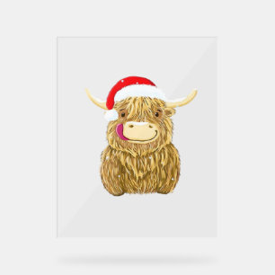 Highland Cow Merry Christmas Snow T-shirt Essentia Acrylic Sign
