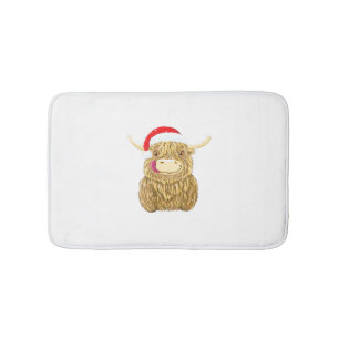 Highland Cow Merry Christmas Snow T-shirt Essentia Bath Mat