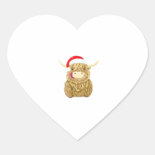 Highland Cow Merry Christmas Snow T-shirt Essentia Heart Sticker