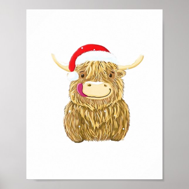 Highland Cow Merry Christmas Snow T-shirt Essentia Poster (Front)