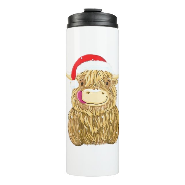 Highland Cow Merry Christmas Snow T-shirt Essentia Thermal Tumbler (Front)