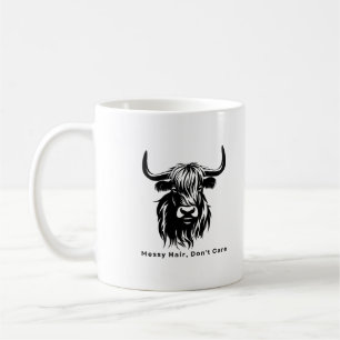 Highland Cow Messy Hair Don't Care Cow Farm Coffee Mug